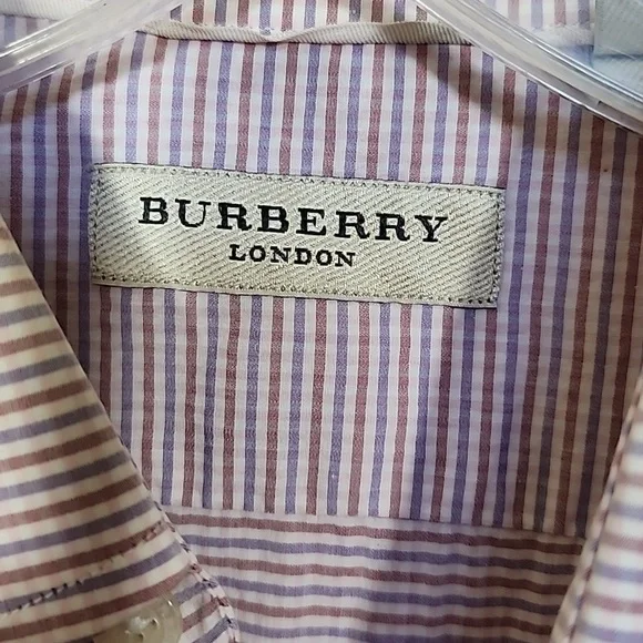 Burberry London Men's Plaid Purple Pink Button Down TailoredShirt Size 15.5/39